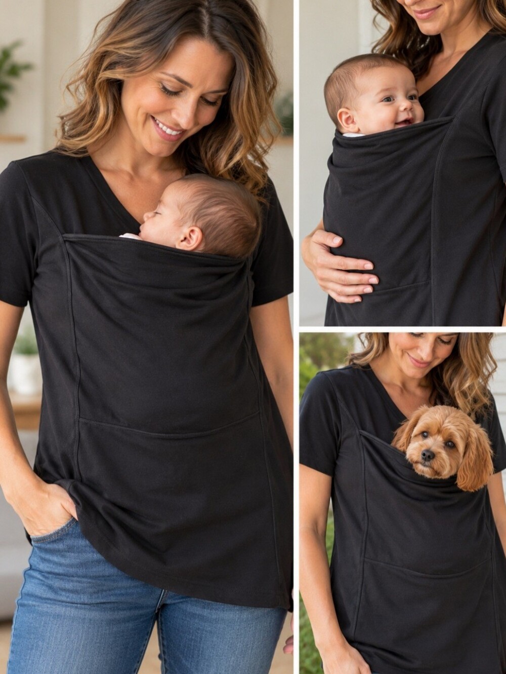 Lalabu baby carrying shirt Kangaroo shirt Large Bonding top